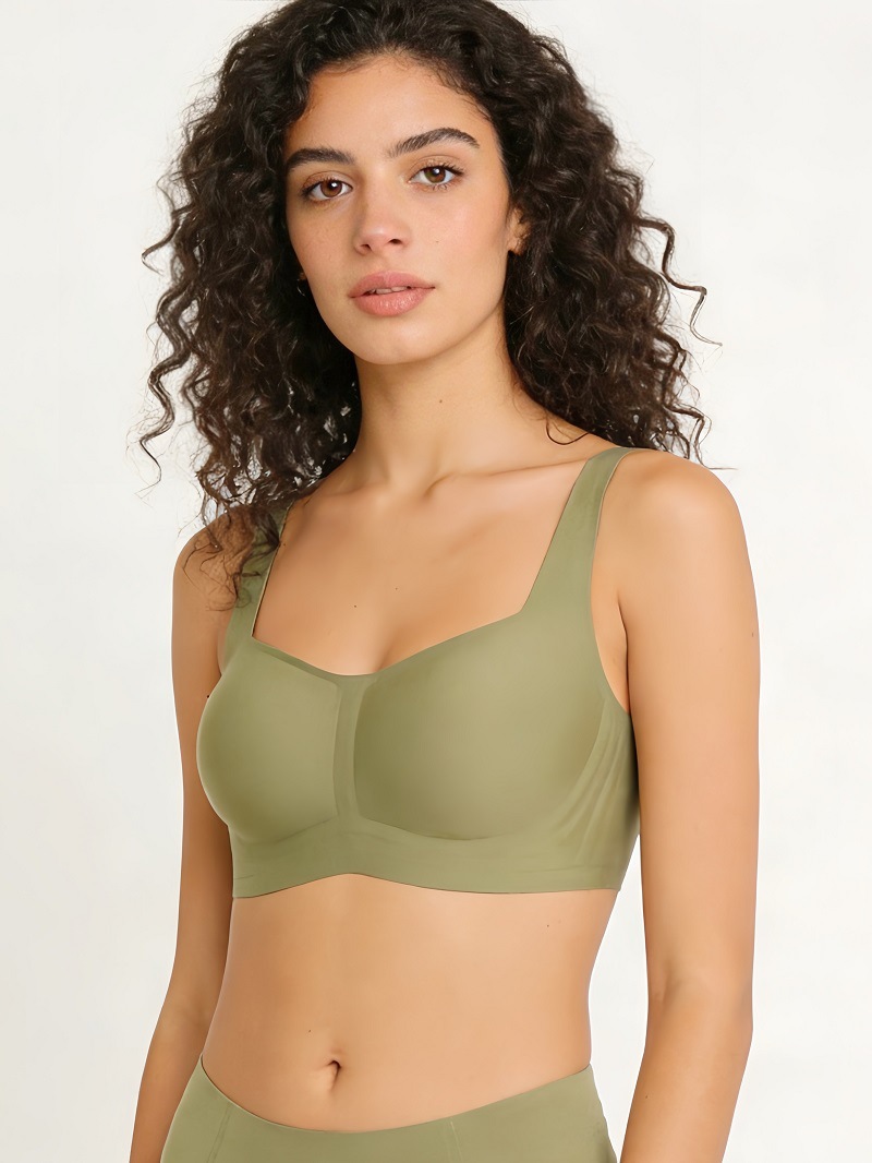 Women's Seamless Strapless Bra Foundation Smooth Soft Support Thin Jelly Square Neck Comfortable Underwear_voghion.com