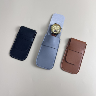 in stock Simple Leather Watch Storage Bag Travel Watch Scratch-resistant Protective Cover Single Watch Storage Bag