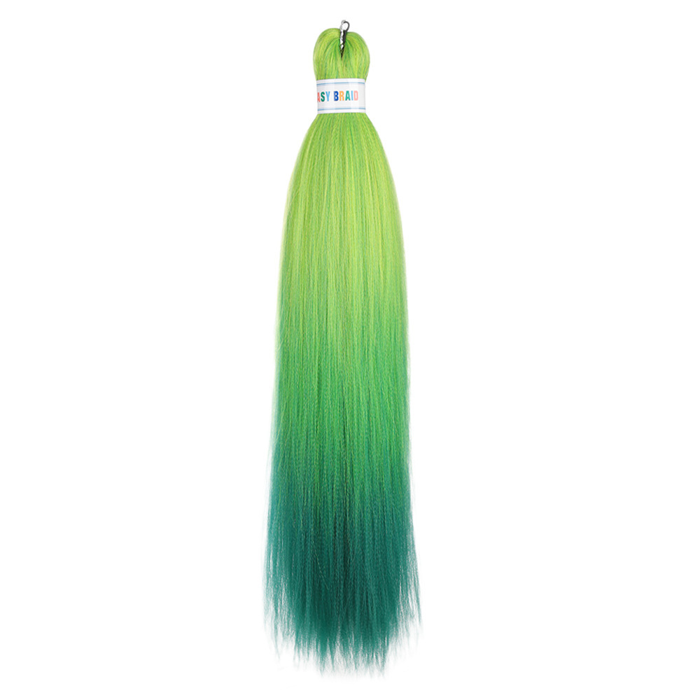Trenzas fáciles de hacer de 26 pulgadas, cabello sintético colorido, trenzas grandes EZ, fibra sintética de baja temperatura, color degradado, cabello largo y liso.