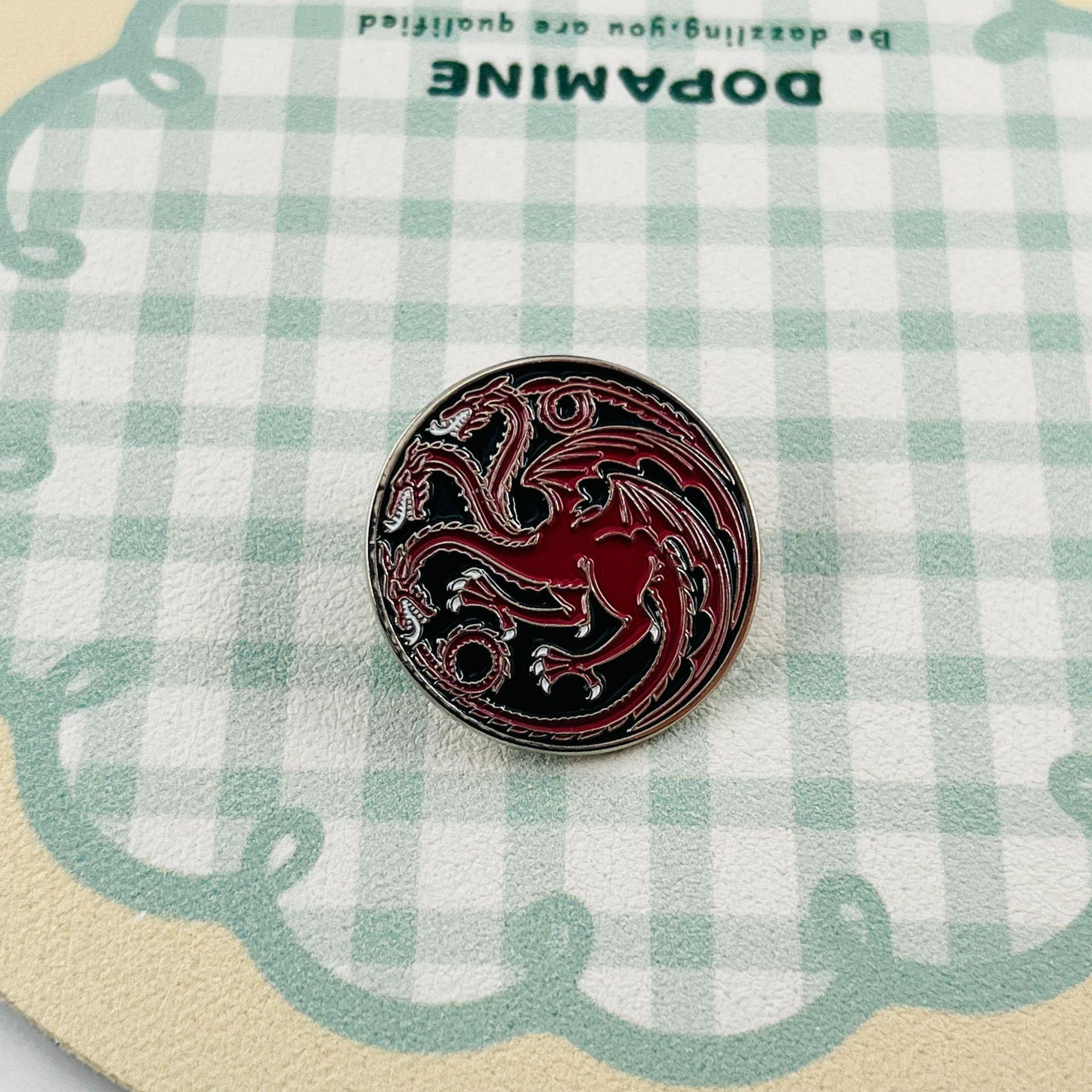 Game of Thrones Targaryen Family Brooch, Blood and Fire Three-Headed Dragon Badge, Dark Style Anime Merchandise, Backpack Accessories