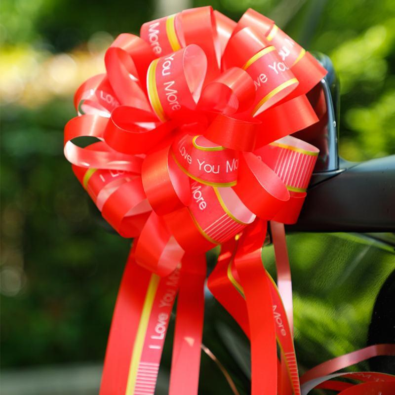 浪漫告白LOVE婚车拉花懒人后视镜蝴蝶结花球节日开业喜庆彩带批发