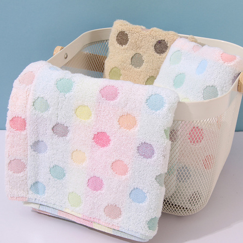 Seven-color dot pure cotton couple's towels 35*75 twisted yarn color woven household adult face towels thickened 110g