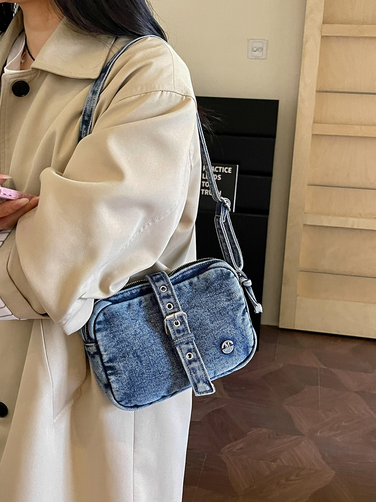 Bolso de denim retro para mujeres 2026 verano nueva moda transfronteriza de hombro mochila de viaje bolso ocio