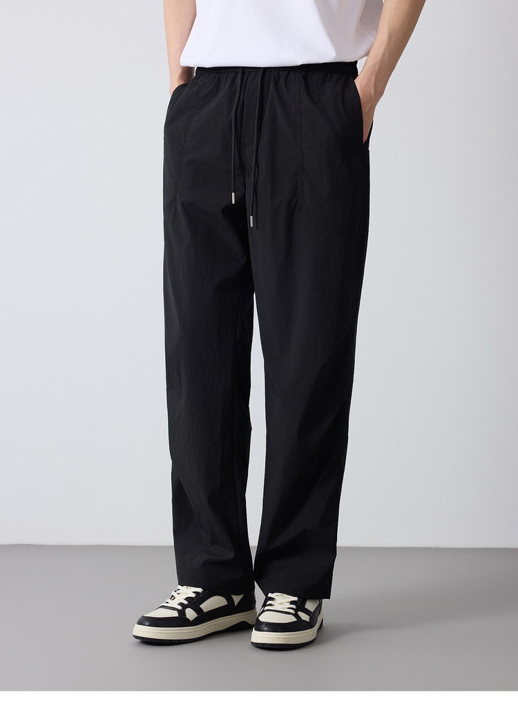 Quần jogger nam dáng rộng thùng thình phong cách thể thao thành phố, cạp chun — đen chi tiết 38