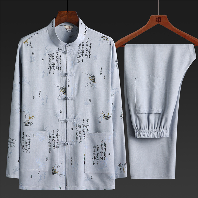 Summer men's suit for middle-aged and elderly men, father's outfit, grandfather's outfit, Chinese style suit, top and pants