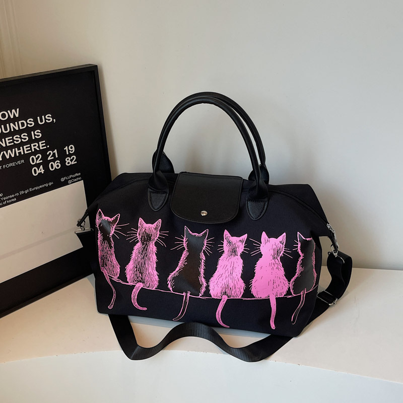 New Cat Print Backpack, Cute and Creative Student School Bag with Printable Logo, Simple and Fashionable Travel Bag