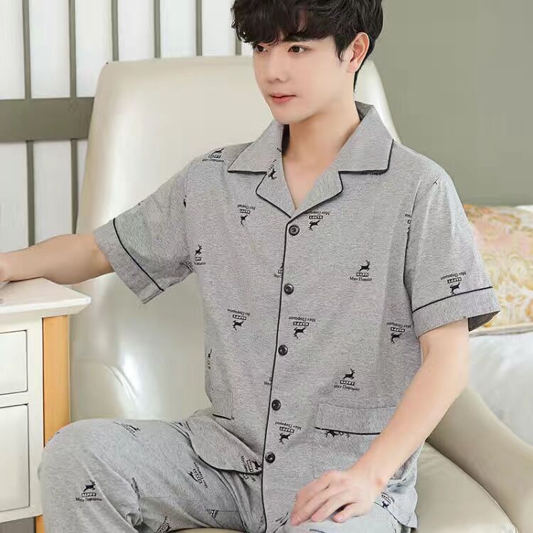 [Sensación suave] pijamas de verano para hombre 100% algodón pantalones de manga corta ropa para el hogar traje de verano para hombre