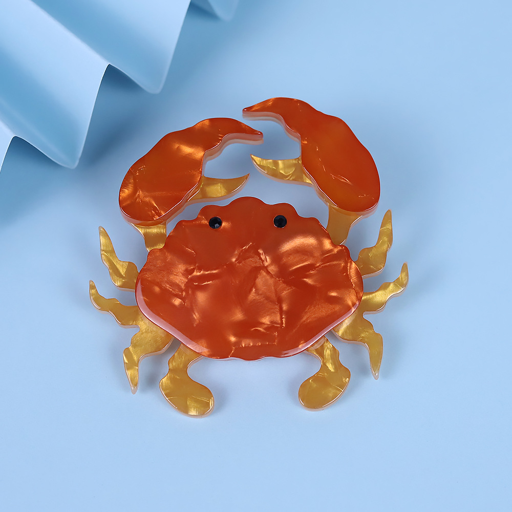 Crab Pattern Cute Pin Crab Arylic Stoving Varnish Unisex Brooches