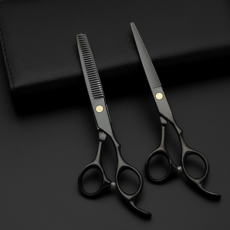 Ciseaux de coiffure professionnels effilages et coupe noir_voghion.com