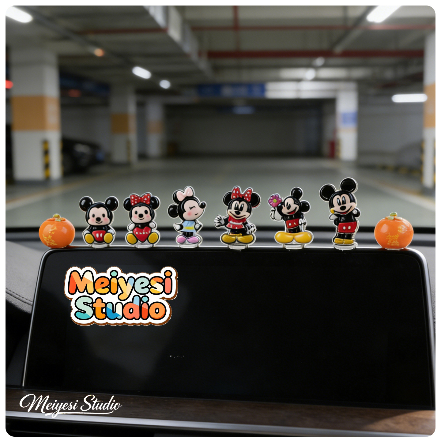 Cute y lindo consola central decoraciones interiores de automóviles de dibujos animados decoraciones de automóviles eléctricos muñecas creativas decoraciones