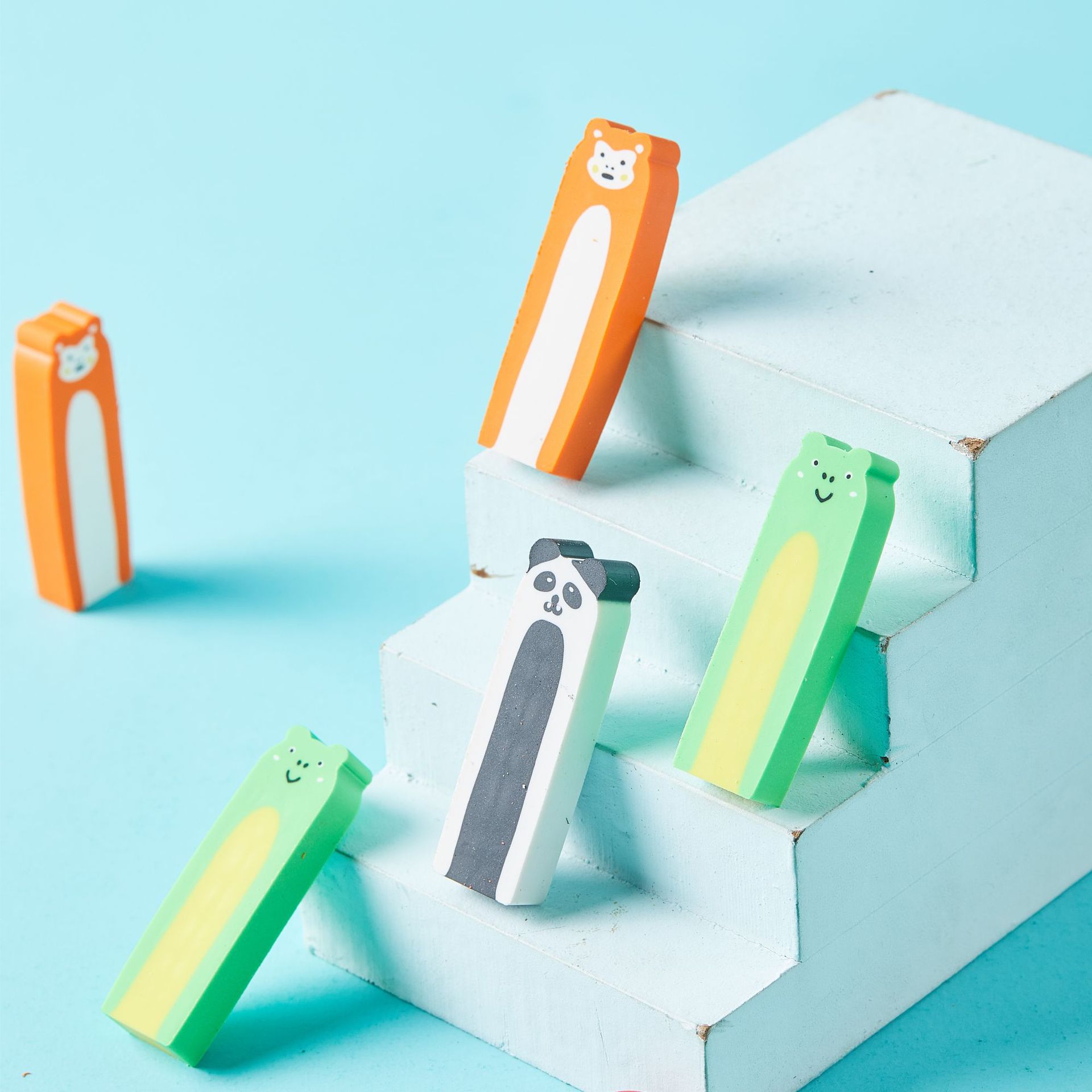 Cute animal conjunto de borracha dibujos animados creativos papelería estudiantes premios borracha mayorista