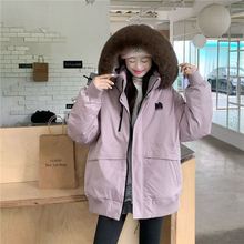工装棉服女派克服2025冬季新款短款大毛领小个子棉衣加厚棉袄外套