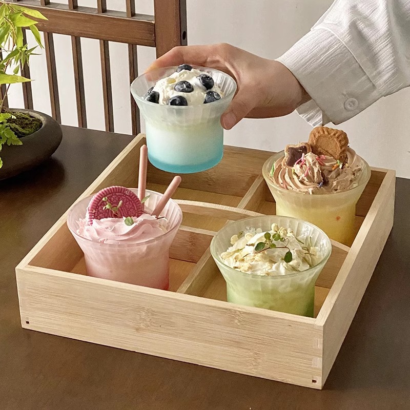 Tazas de café de orejas tazas de vidrio creativas de alto nivel de color gradiente tazas de vidrio vertical tazas de latte tazas de agua frías caseras tazas de agua