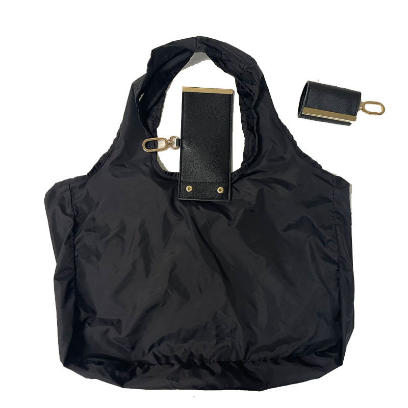 Cross-border ins-style keychain storage bag, nylon waterproof shopping bag, foldable and convenient handbag, shoulder bag, underarm bag