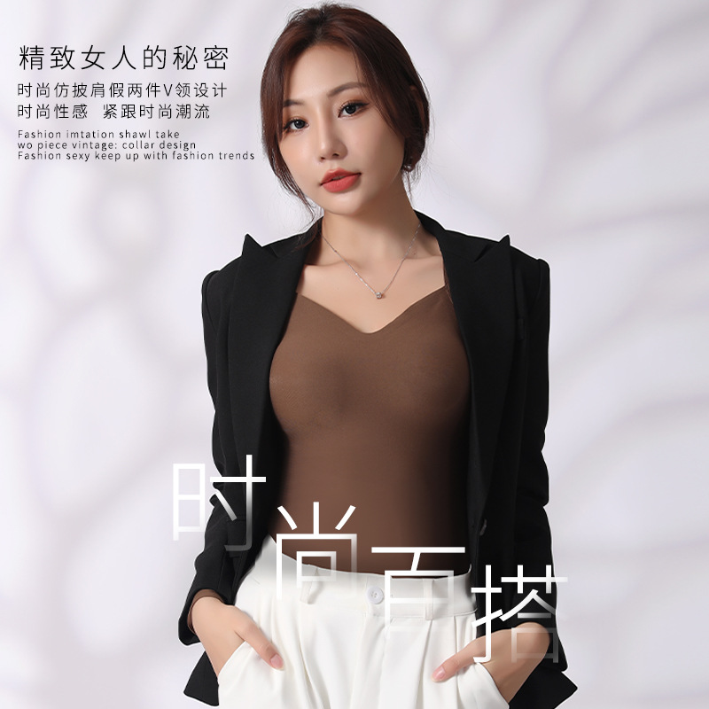 Autumn winter warm underwear hyaluronic acid skin care underwear seamless thermal base layer set with blanket layer no bra needed thermal top