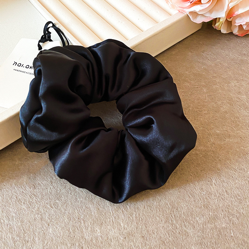 Nuevo producto color crema, pliegues brillantes, círculos para el cabello del intestino grueso, lazo para el cabello en la parte posterior de la cabeza, cuerda para el cabello, ambiente suave y versátil, accesorios para el cabello para mujeres