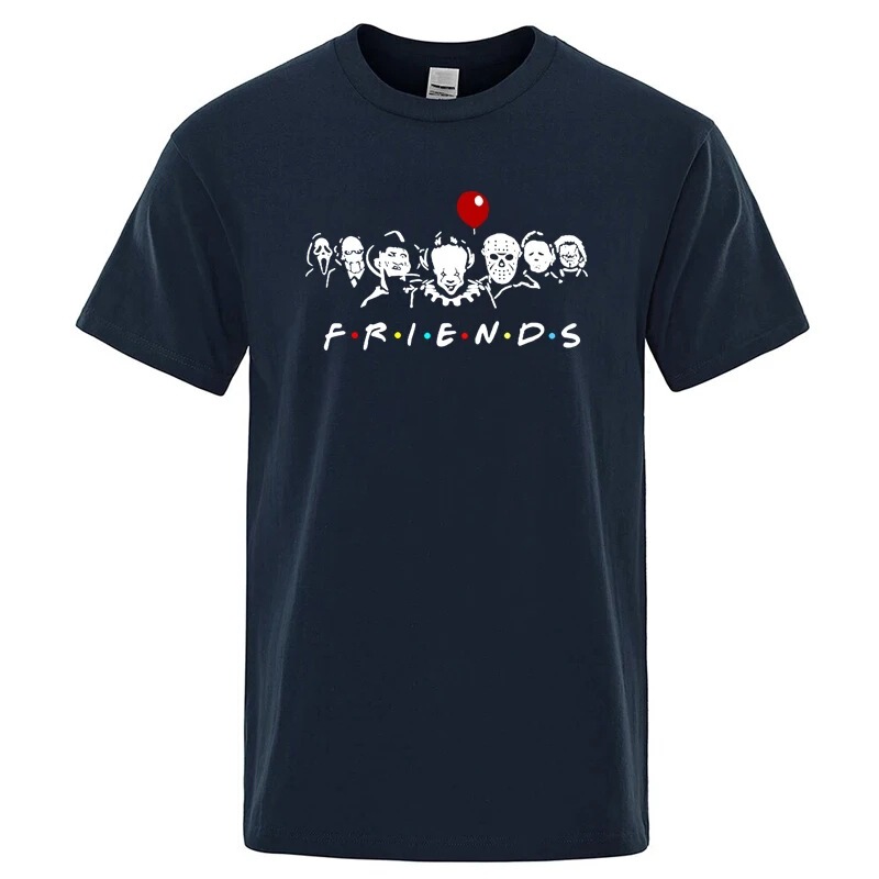 【Cross-Border European Size】Men's High-Quality T-Shirt, Pure Cotton T-Shirt, Fun Friend Print T-Shirt, Loose Fit for Summer