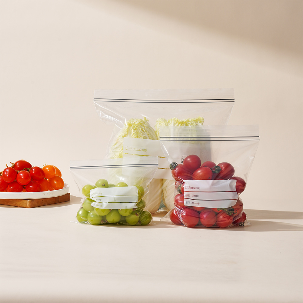 Double-ribbed zipper, airtight, antibacterial, food-grade freezer bags for home use, ideal for storing fruits and vegetables in the refrigerator