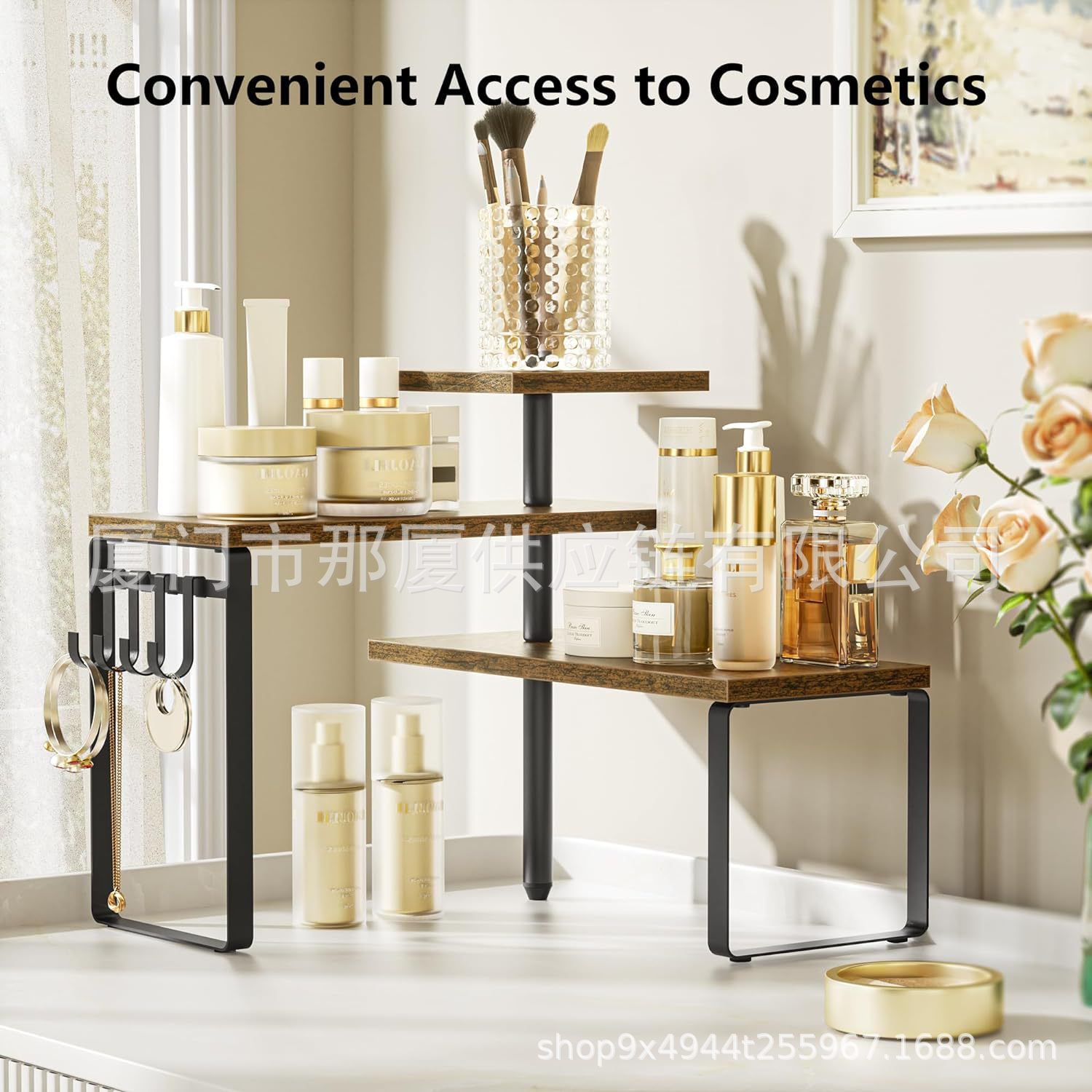 Cross-Border Kitchen Storage Rack Rotating Desktop Storage Rack Desktop Multi-Layer Storage Rack Ornaments Coffee Display Rack with Hook