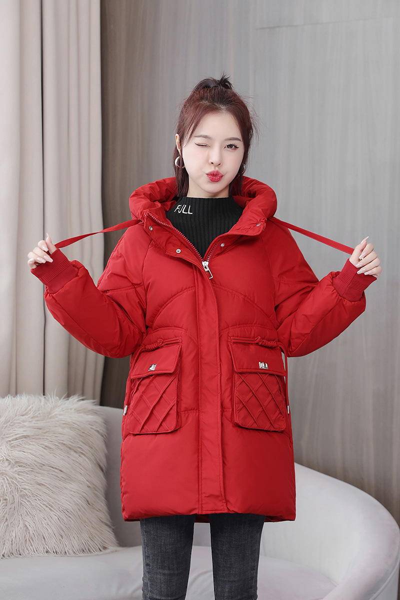2025 nuevo otoño y invierno coreano plumón chaqueta de algodón para mujeres largo y grueso chaqueta de algodón para mujeres suelta chaqueta de pan de algodón de tamaño grande