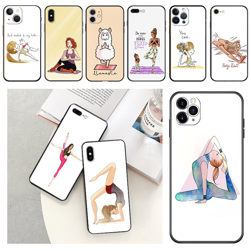 For Apple Iphone Yoga Girl Cartoon Camera Case