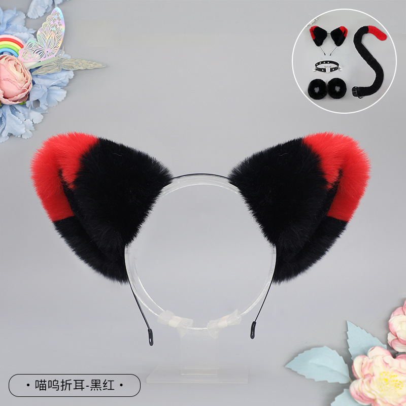 De una sola pieza hecha a mano de peluche Lolita diadema de oreja de gato KC accesorios para el cabello bestia oído tocado Fox oreja horquilla
