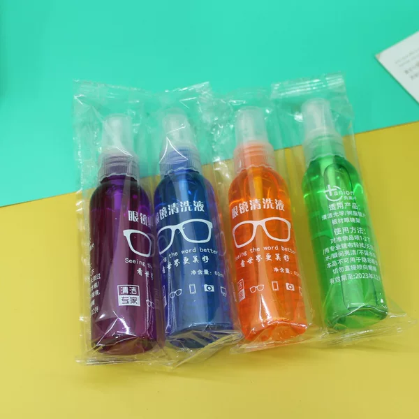 Wholesale myopia glasses cleaning agent lens cleaning liquid color bottle 60ml mobile phone screen spray care liquid printing