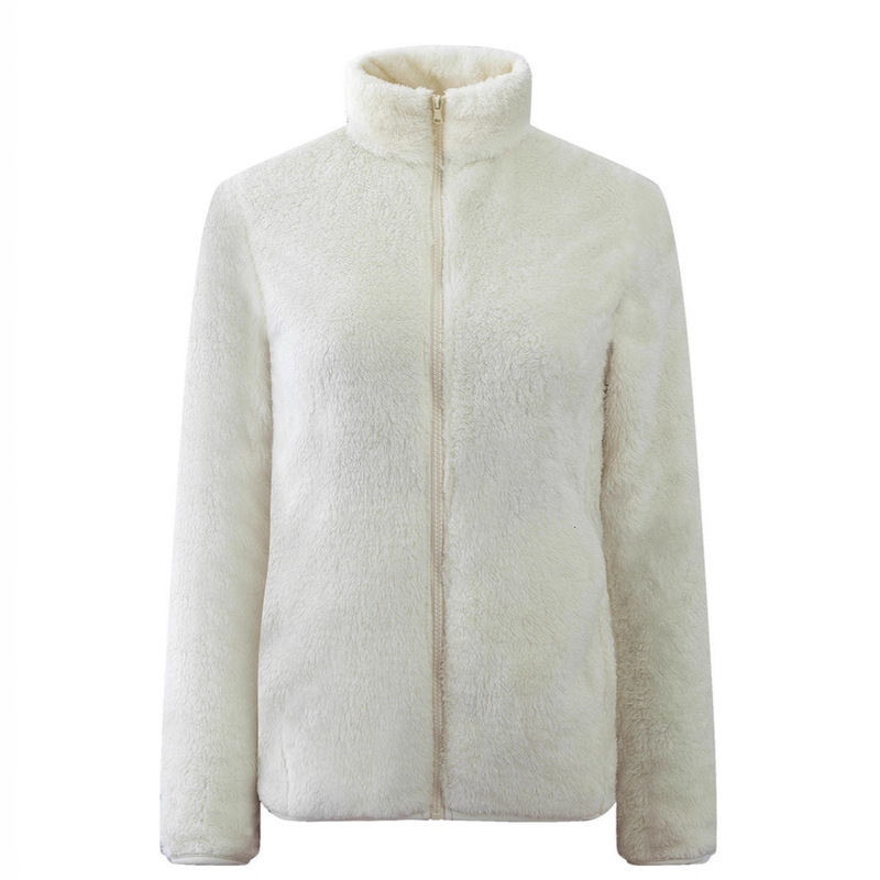 Autumn and Winter Women's Long Plush Polar Fleece Jacket/Long-Sleeved Jacket Jacket Stand Collar Warm Cardigan