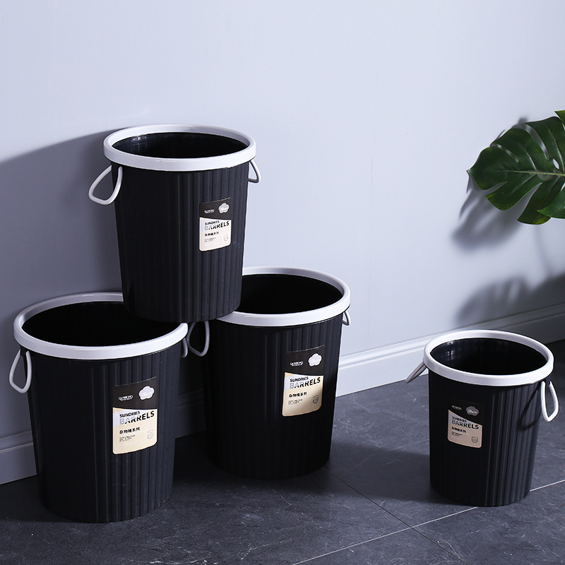 Household kitchen simple trash can without cover black bathroom round trash can office pressure ring wastebasket wholesale Household kitchen simple trash can without cover black bathroom round trash can office pressure ring wastebasket wholesale
