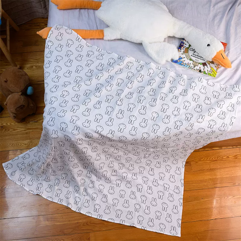 婴儿盖毯春夏新款三层纱宝宝毯子透气舒适卡通夏季纯棉空调夏凉被