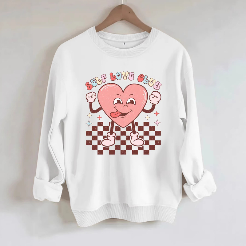 Amazon Cross-Border Foreign Trade Casual Long-Sleeved Round-Neck Shirt Self-Love Club Printed Loose Women's Sweatshirt Amazon Cross-Border Foreign Trade Casual Long-Sleeved Round-Neck Shirt Self-Love Club Printed Loose Women's Sweatshirt