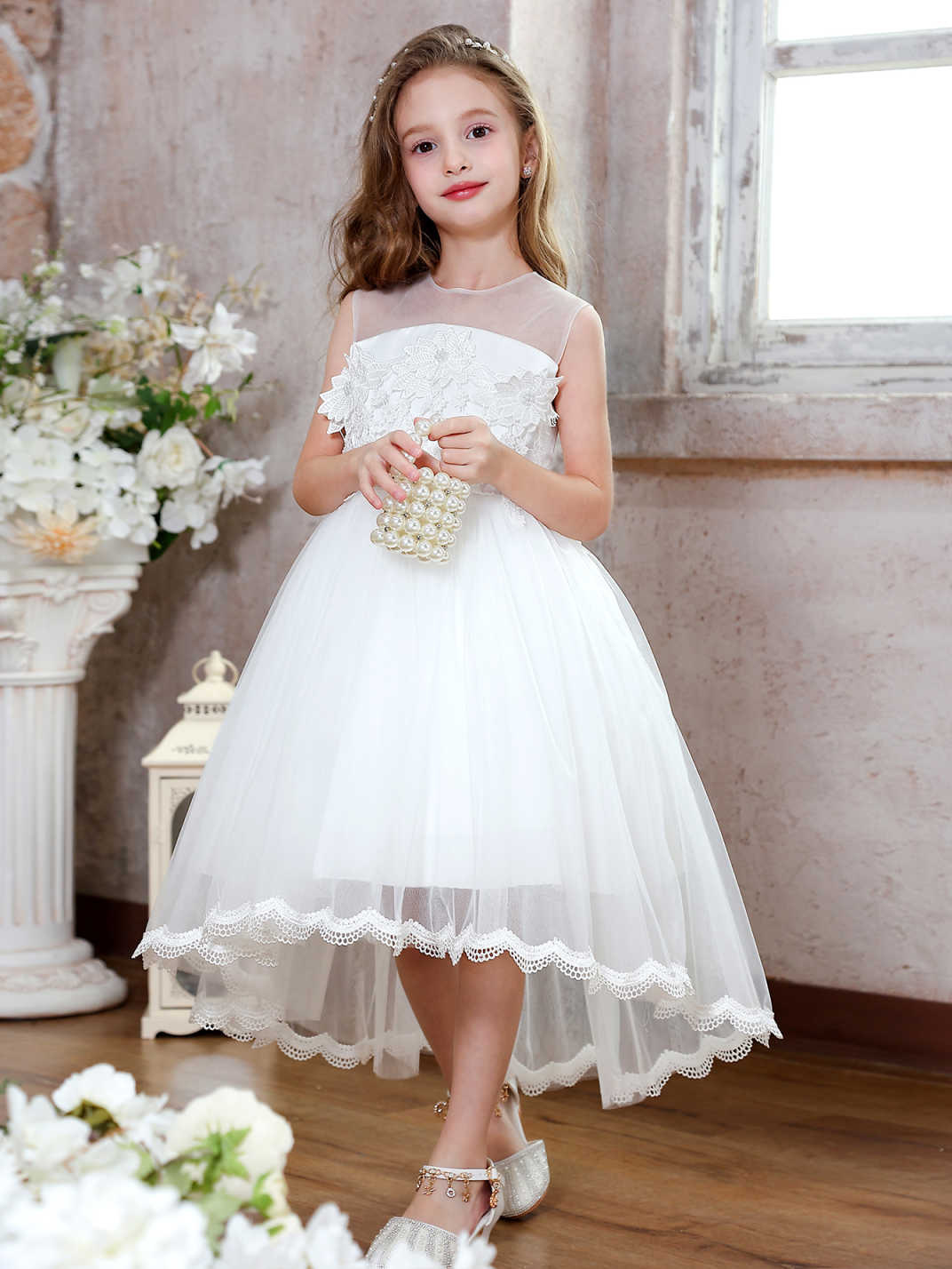 Verano transfronterizo nuevo estilo vestido de noche para niños niña princesa hilo de red falda de cola seis niños ropa de rendimiento para niñas ropa para niños