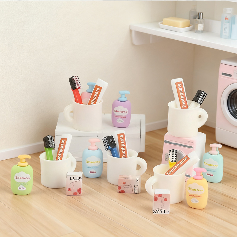 微景观树脂摆件微缩娃娃屋卫生间牙刷牙膏配件迷你过家家装饰场景