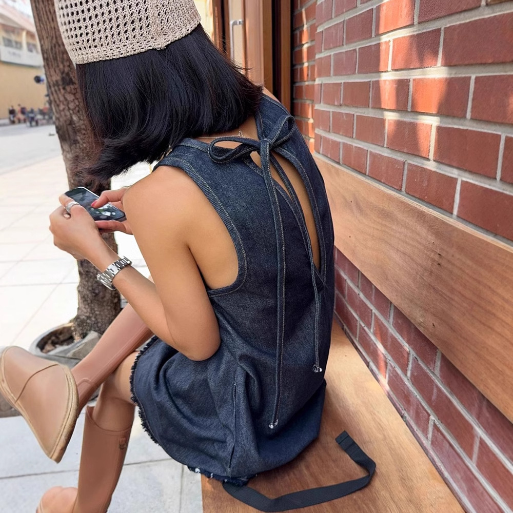 Summer retro design belt with bow