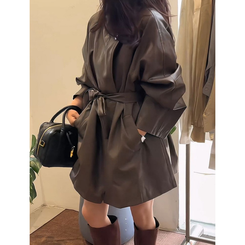 高级感气质炸街减龄中长款皮外套女2025秋季新款法式小个子上衣潮|undefined
