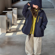 女童冲锋衣三合一可拆卸秋冬2025新款女孩中大童冬季加厚夹棉外套