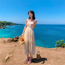 泰国普吉岛沙滩裙女海边度假衣显瘦超仙中长款连衣裙女XW178