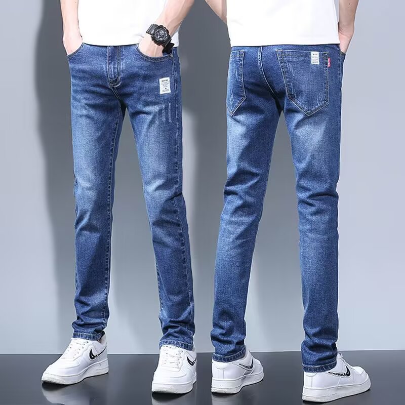 Trendy Denim Spring and Autumn Popular Men's Jeans Stretchy Trendy Brand Stylish Simple Versatile Slim Men's Long Pants