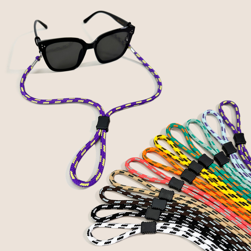 Cross-border thick color double color polyester woven adjustable sports non-slip mask lanyard glasses chain glasses rope
