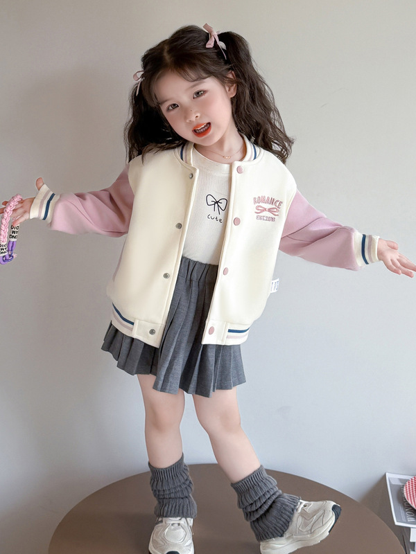 女童外套2025新款春秋款洋气女孩运动夹克开衫韩版秋装儿童棒球服|undefined