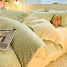 提花牛奶绒被套单件冬季加厚珊瑚绒被罩三件套宿舍单人加绒被套3