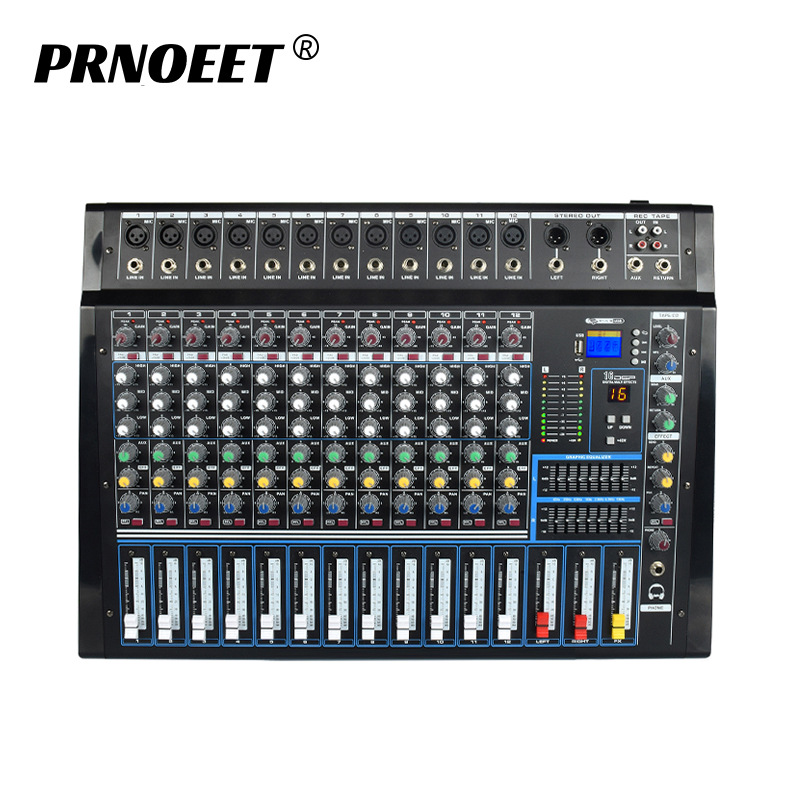 专业12路大功率功放调音台一体机 带蓝牙混响均衡婚庆家用舞台KTV