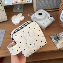 可爱波点兔子拍立得收纳包韩版ins小方包相机包便携手提收纳袋