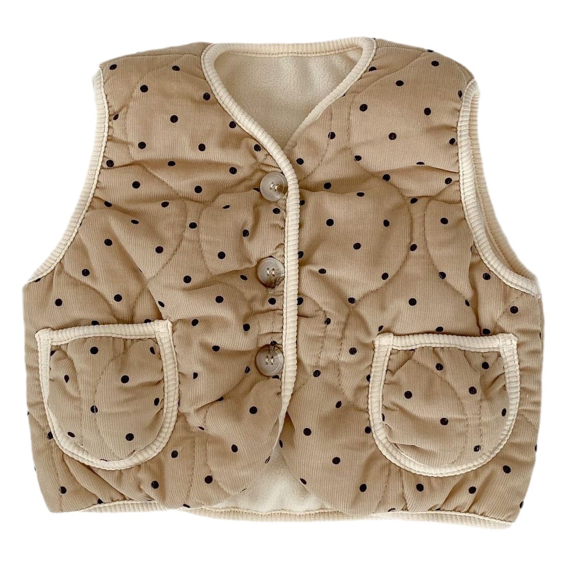 INS Otoño e Invierno estilo coreano bebé Chaleco de algodón estilo occidental bebé Polka Dot chaleco caliente chaleco sin mangas abrigo