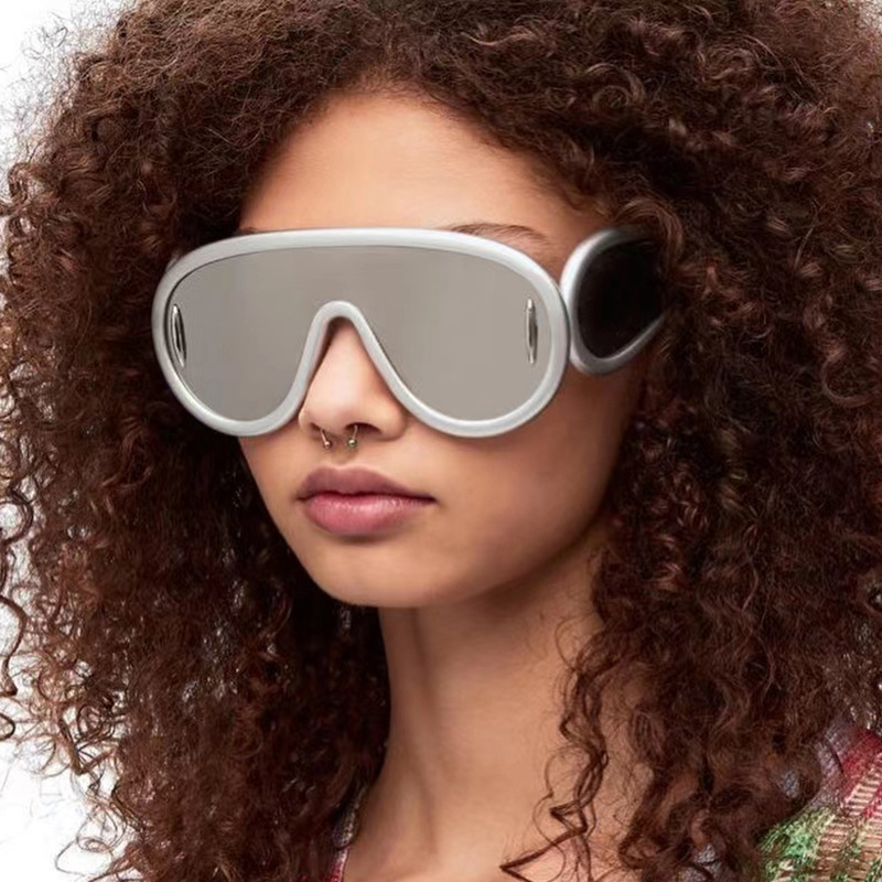 63g Weight Full Frame Glasses Structure Hip-Hop Punk Color Block PC UV400 Protection Oval Frame Full Frame Men's Sunglasses