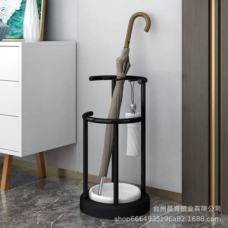 雨伞收纳架日式高颜值家用门口伞架置物架公司酒店大堂铁艺沥水盆