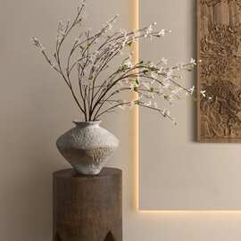 花摆件桌面假花摆设中古宋代感逼真永生梨枝绿植