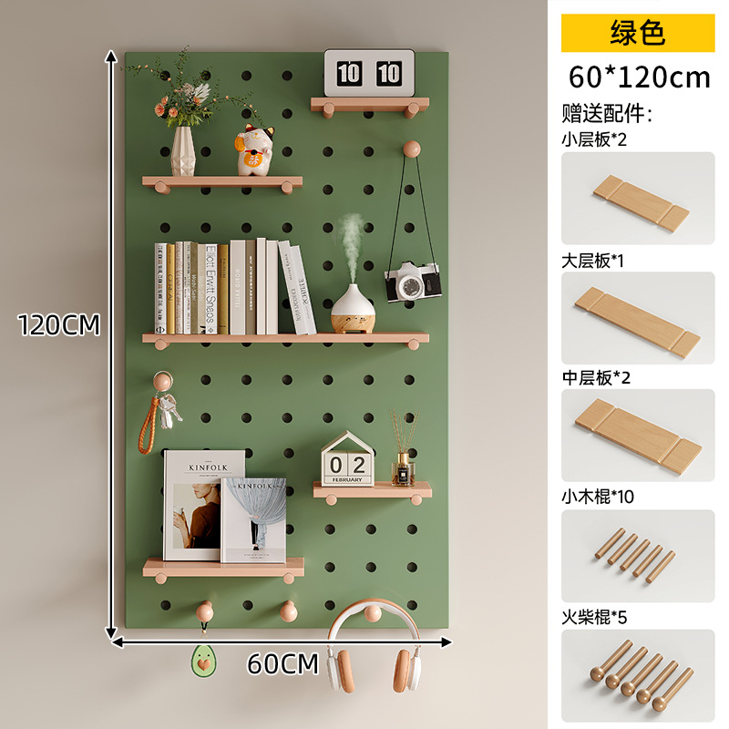 Tablero de agujero de madera maciza, estante de pared, entrada, forma de nogal, decoración de pared, pantalla de almacenamiento