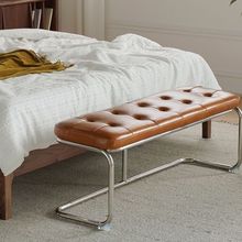 北欧不锈钢换鞋凳家用长条凳衣帽间简约床尾凳铁艺玄关脚凳长彭泉