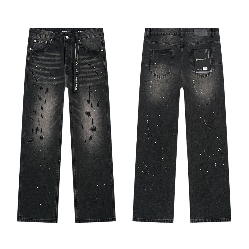 PURPLE BRAND JEANS美潮高街男士休闲破洞设计款修身显瘦牛仔长裤|undefined
